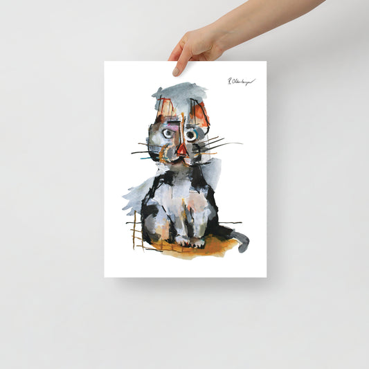 "Black & White Cat" Print